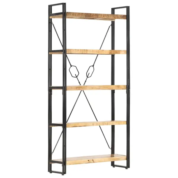 Gossi biblioteca cu 5 rafturi, 90 x 30 x 180 cm, lemn masiv de mango