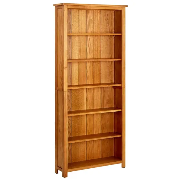 Gossi biblioteca cu 6 rafturi, 80 x 22,5 x 180 cm, lemn masiv stejar