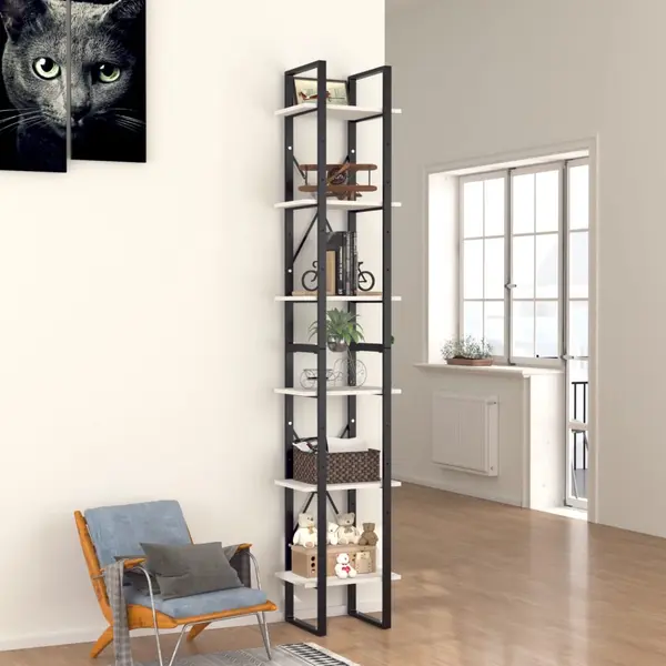 Gossi biblioteca cu 6 rafturi, alb, 40x30x210 cm, pal