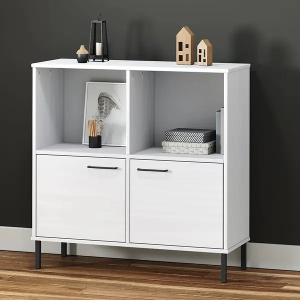 Gossi biblioteca cu picioare metalice oslo, alb, 90x35x90,5 cm, lemn