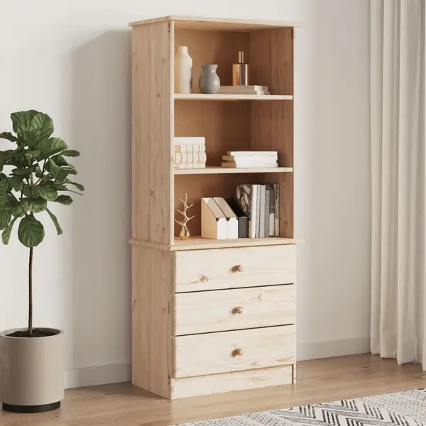Gossi biblioteca cu sertare „alta”, 60x35x142 cm, lemn masiv de pin