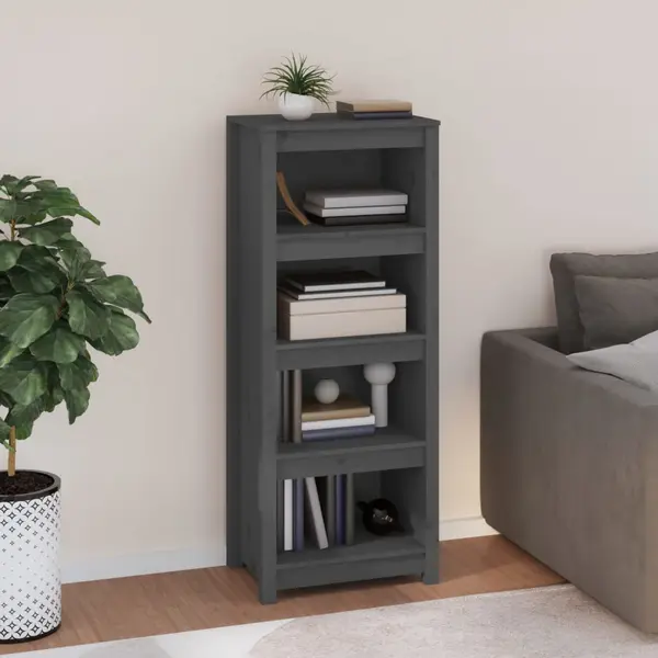 Gossi biblioteca, gri, 50x35x125,5 cm, lemn masiv de pin