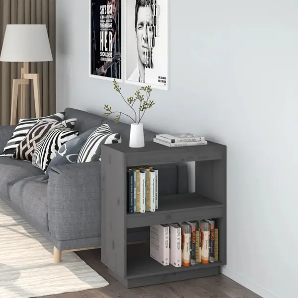 Gossi biblioteca, gri, 60x35x71 cm, lemn masiv de pin