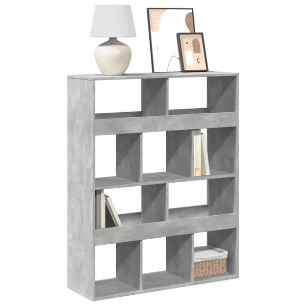 Gossi biblioteca, gri beton, 100x33x125,5 cm, lemn prelucrat