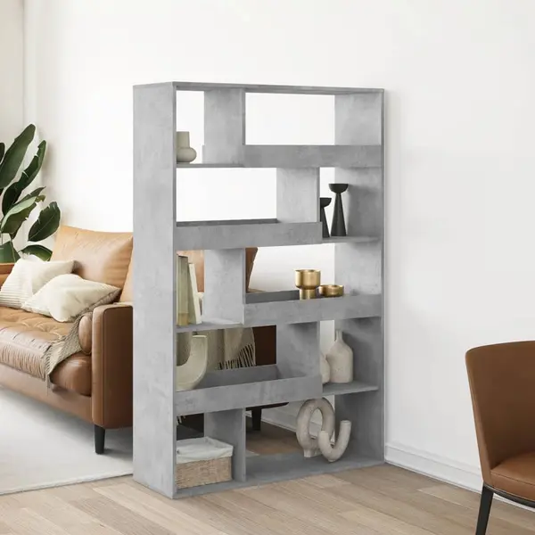 Gossi biblioteca, gri beton, 100x33x156,5 cm, lemn prelucrat