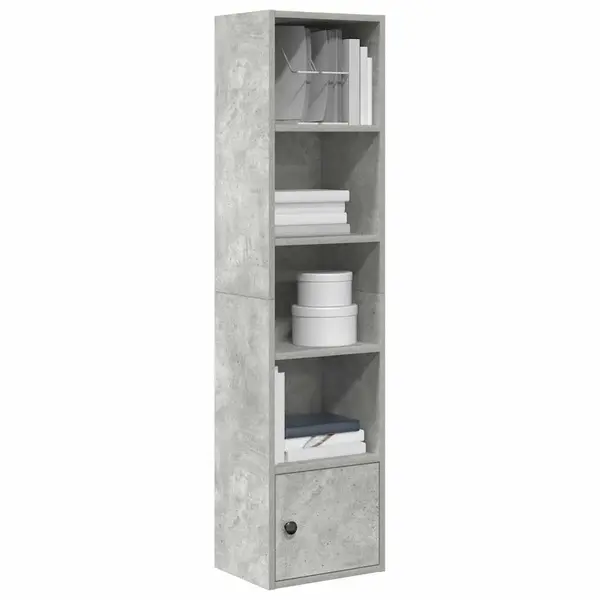 Gossi biblioteca, gri beton, 31x24x127 cm, lemn prelucrat