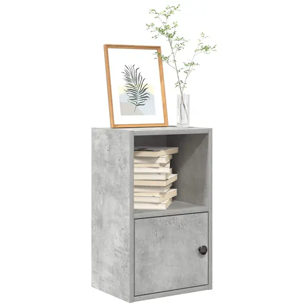 Gossi biblioteca, gri beton, 31x24x52 cm, lemn prelucrat