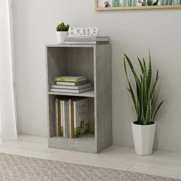 Gossi biblioteca, gri beton, 40x24x75 cm, lemn prelucrat