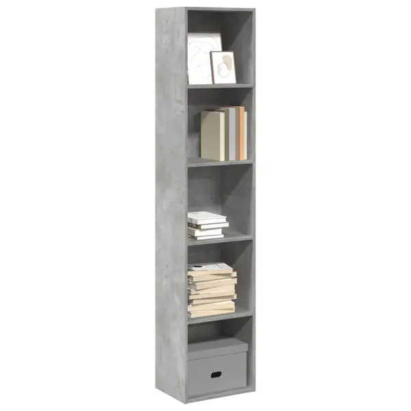 Gossi biblioteca, gri beton, 40x30x189 cm, lemn prelucrat