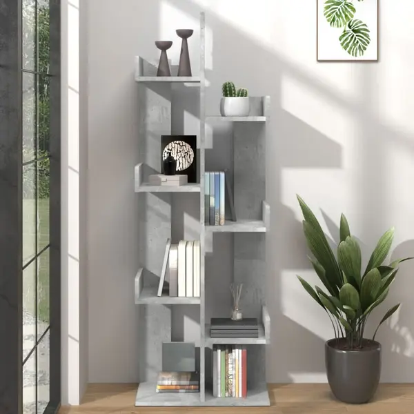 Gossi biblioteca, gri beton, 48x25,5x140 cm, pal