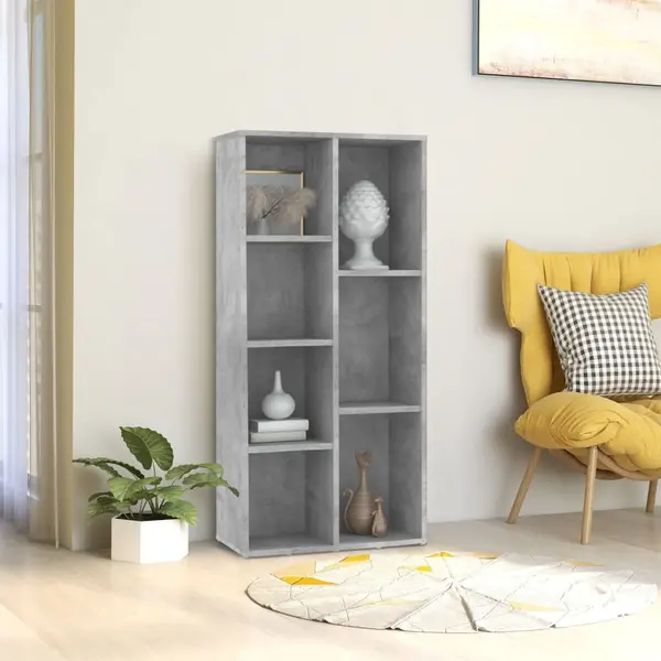 Gossi biblioteca, gri beton, 50 x 25 x 106 cm, lemn prelucrat