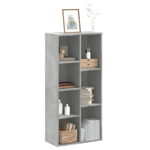 Gossi biblioteca, gri beton, 50x25x105 cm, lemn compozit
