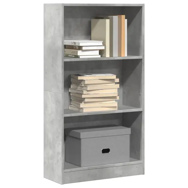 Gossi biblioteca, gri beton, 60x24x109 cm, lemn prelucrat