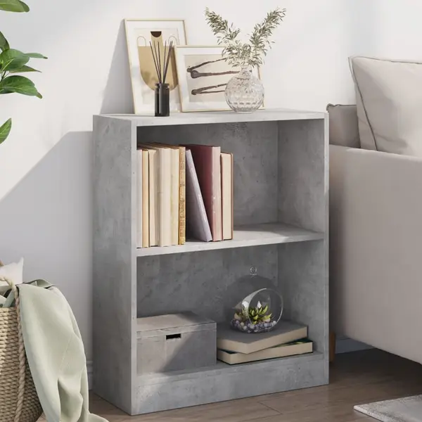 Gossi biblioteca, gri beton, 60x24x76 cm, lemn compozit
