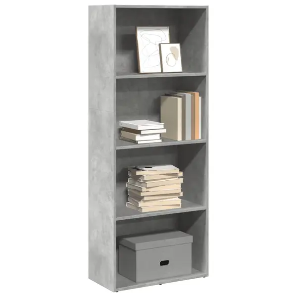 Gossi biblioteca, gri beton, 60x30x152 cm, lemn prelucrat