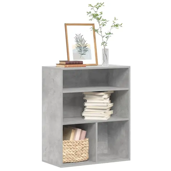 Gossi biblioteca, gri beton, 60x30x71,5 cm, lemn prelucrat