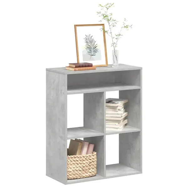 Gossi biblioteca, gri beton, 66x31x80 cm, lemn prelucrat