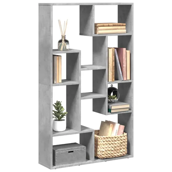 Gossi biblioteca, gri beton, 72x20x120 cm, lemn prelucrat