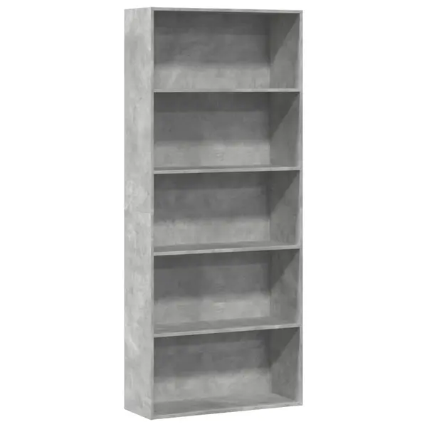 Gossi biblioteca, gri beton, 80x30x189 cm, lemn prelucrat