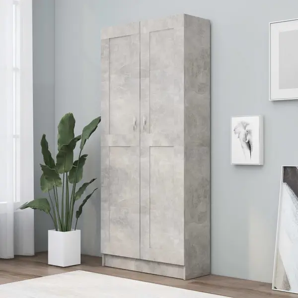 Gossi biblioteca, gri beton, 82,5 x 30,5 x 185,5 cm, lemn prelucrat