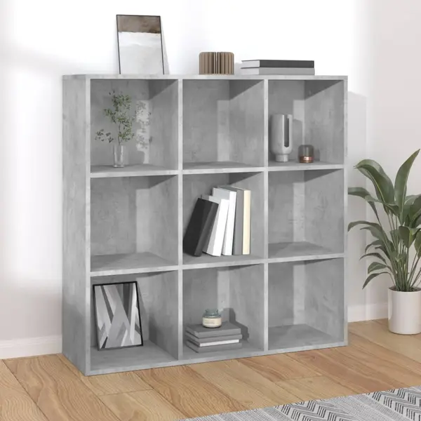 Gossi biblioteca, gri beton, 98x29x97,5 cm, lemn prelucrat