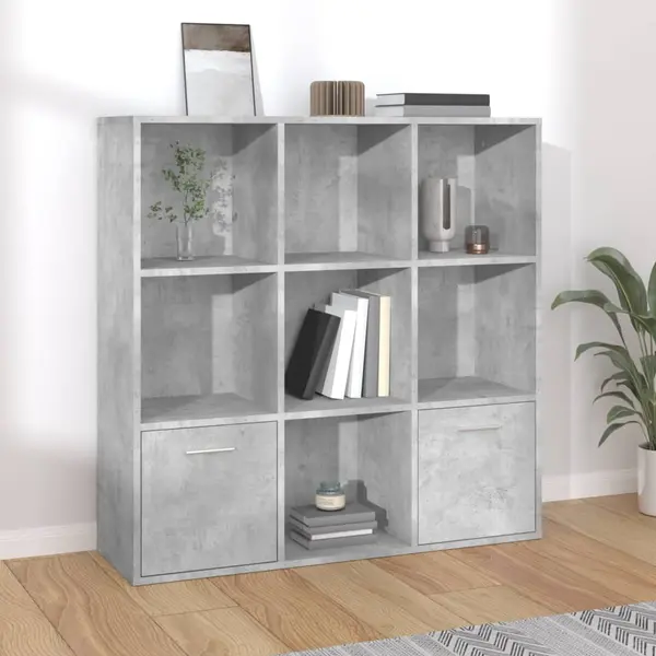 Gossi biblioteca, gri beton, 98x30x98 cm, lemn compozit