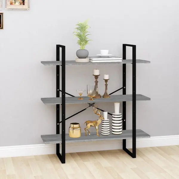 Gossi biblioteca, gri sonoma, 100x30x105 cm, lemn prelucrat