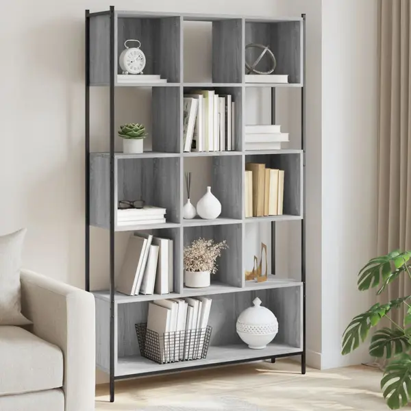 Gossi biblioteca, gri sonoma, 102x28x172 cm, lemn prelucrat