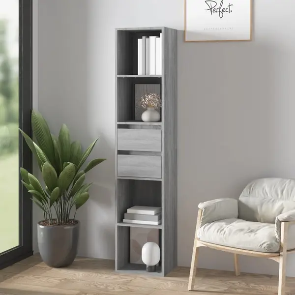 Gossi biblioteca, gri sonoma, 36x30x171 cm, lemn prelucrat