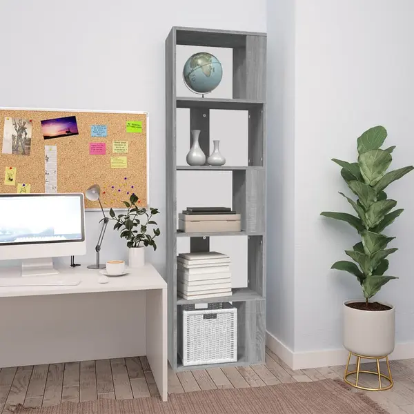 Gossi biblioteca, gri sonoma, 45x24x160 cm, lemn compozit