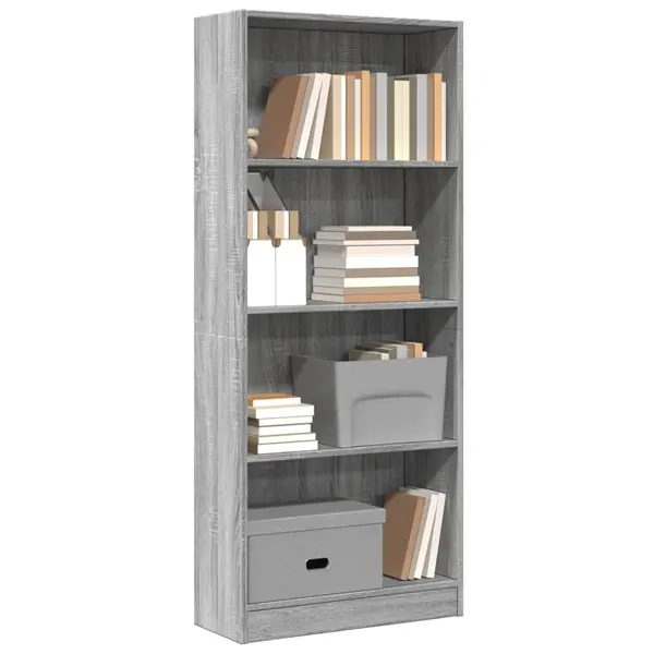 Gossi biblioteca, gri sonoma, 60x24x143 cm, lemn prelucrat