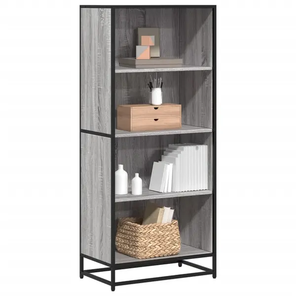 Gossi biblioteca, gri sonoma, 60x35x139 cm, lemn prelucrat