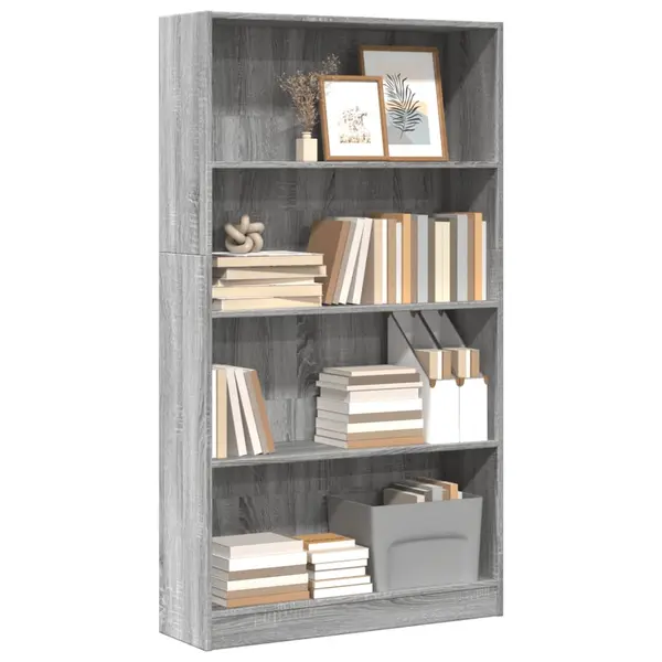 Gossi biblioteca, gri sonoma, 80x24x143 cm, lemn prelucrat