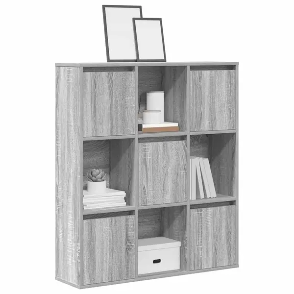 Gossi biblioteca, gri sonoma, 89x24x101,5 cm, lemn prelucrat