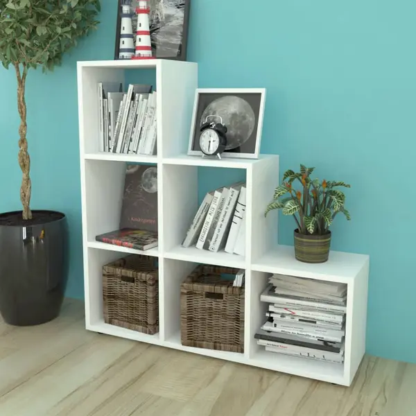 Gossi biblioteca in trepte / raft de expunere 107 cm alb