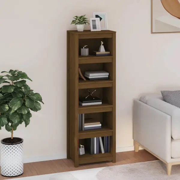 Gossi biblioteca, maro miere, 50x35x154 cm, lemn masiv de pin