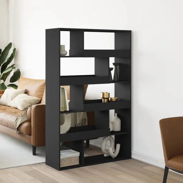 Gossi biblioteca, negru, 100x33x156,5 cm, lemn prelucrat