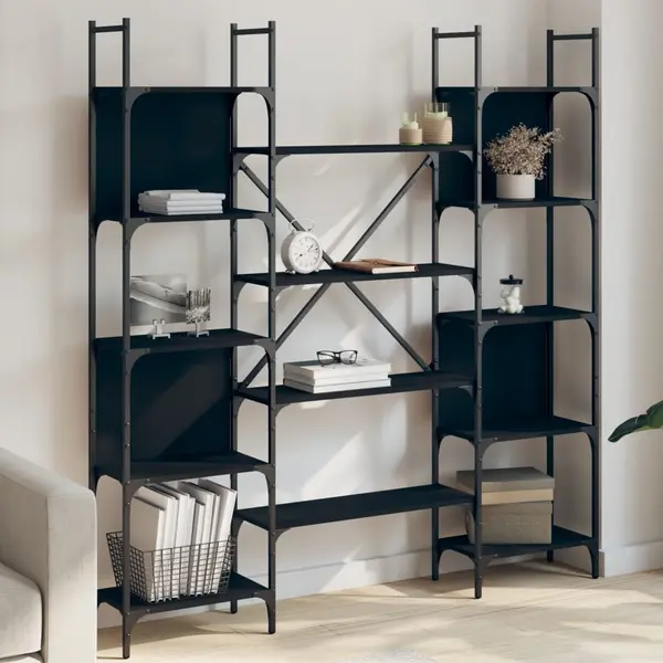Gossi biblioteca, negru, 155,5x24x166,5 cm, lemn prelucrat