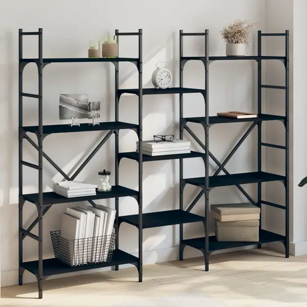 Gossi biblioteca, negru, 160x28,5x136,5 cm, lemn prelucrat
