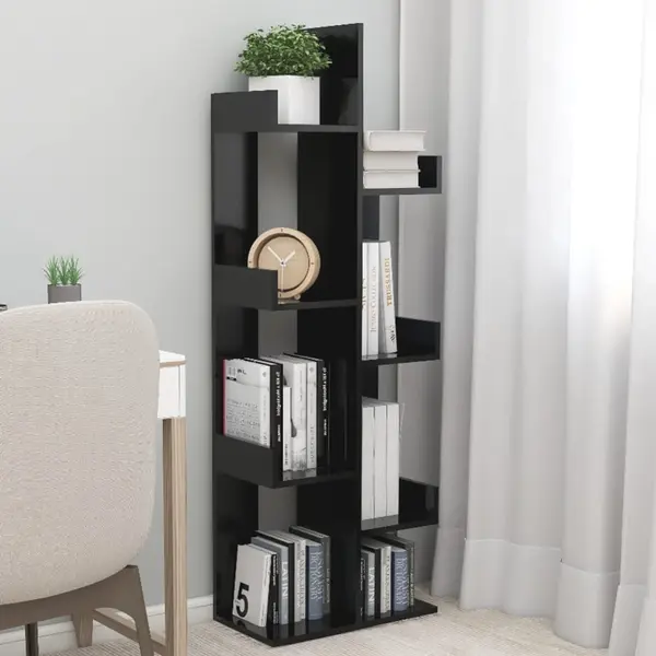 Gossi biblioteca, negru, 48x25,5x140 cm, pal