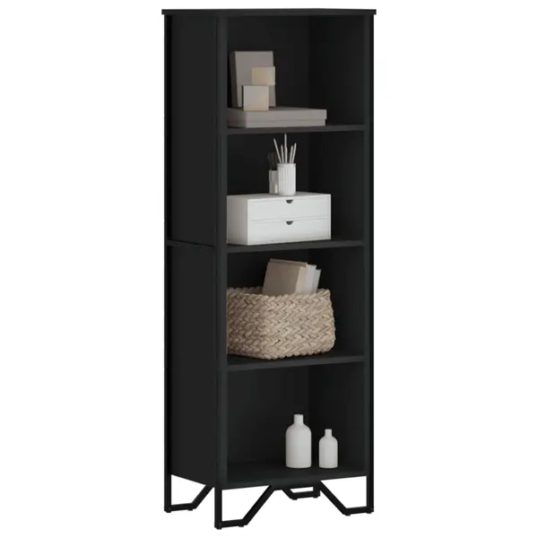 Gossi biblioteca, negru, 50x31x137,5 cm, lemn prelucrat