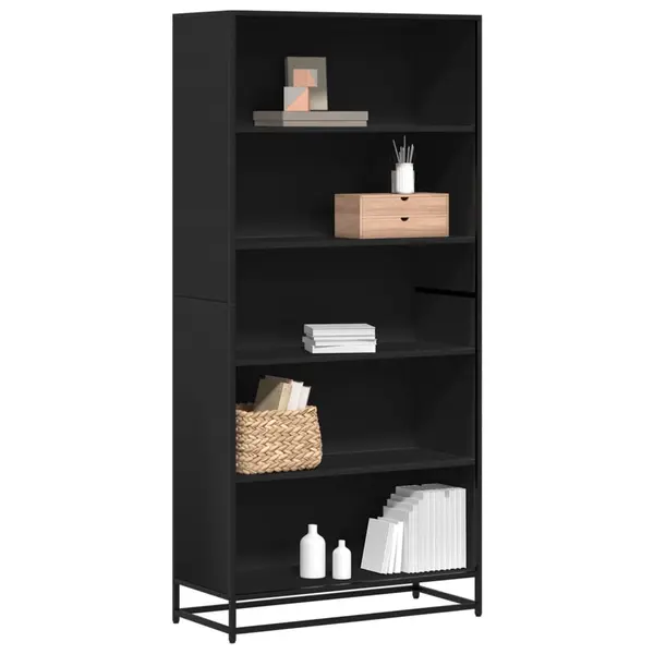 Gossi biblioteca, negru, 80,5x35x170,5 cm, lemn prelucrat