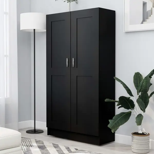 Gossi biblioteca, negru, 82,5x30,5x150 cm, lemn prelucrat