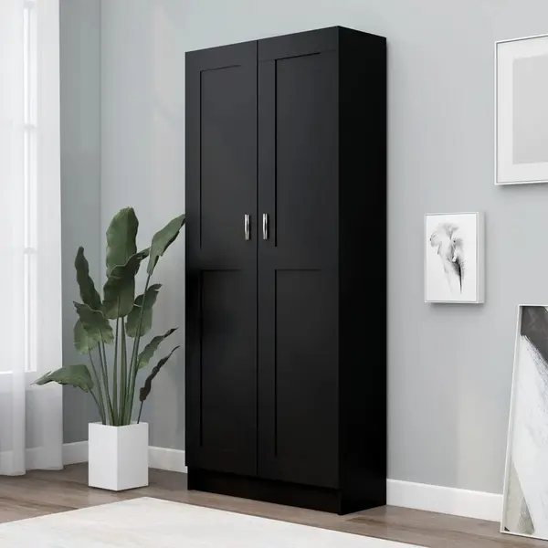 Gossi biblioteca, negru, 82,5x30,5x185,5 cm, lemn prelucrat