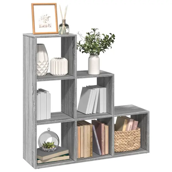 Gossi biblioteca/separator, 3 niveluri gri sonoma 99x29x99 cm lemn
