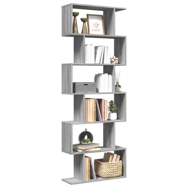 Gossi biblioteca/separator 6 niveluri sonoma gri 70x24x193 cm lemn