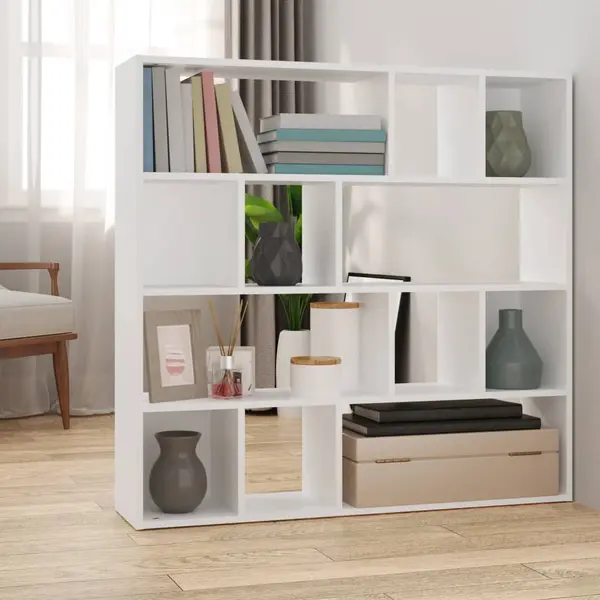 Gossi biblioteca/separator camera, alb, 105x24x102 cm