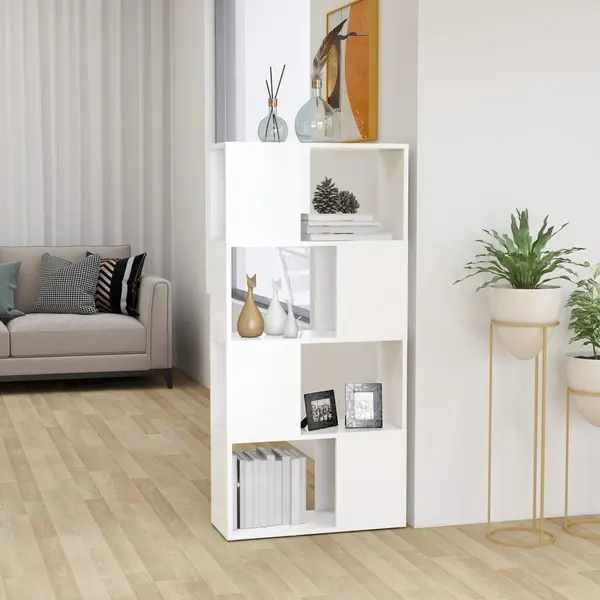 Gossi biblioteca/separator camera, alb, 60x24x124,5 cm, pal