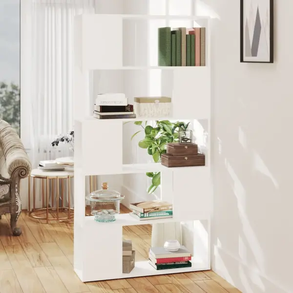 Gossi biblioteca/separator camera, alb, 80x24x155 cm, pal