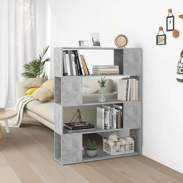 Gossi biblioteca/separator camera, gri beton, 100x24x124 cm